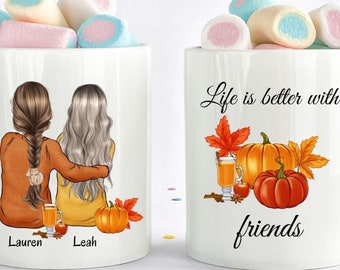 Personalized Best Friends Fall Coffee Mug, Fall Lover Gift, Pumpkin Spice Gift, Autumn Mug, Halloween Mug, Bestie Fall Birthday Gift