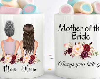 Mother Of The Bride Mug, Mother Of The Bride Gift,  Mother Of The Bride Wedding Gift, Customized Bridal Party Mugs, Gift From Bride To Mom