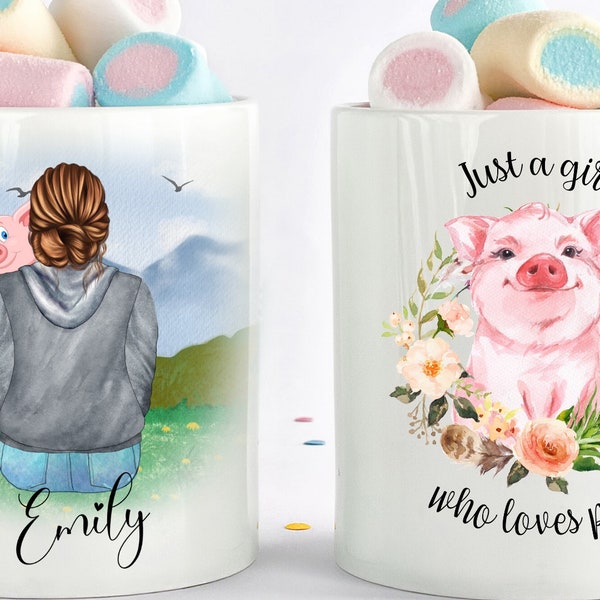 Just A Girl Who Loves Pigs Gift, Custom Pig Lover Gift, Funny Pig Mug,  Funny Farmer Mug, Cute Pig Gift For Pig Lover Mug, Pig Coffee Mug