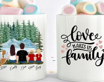 Custom Family Mug, Personalized  Family Art, Valentines Day Gift, Mother'S Day Gift, Valentines Mug For Husband,Mother And Daughter Gift,