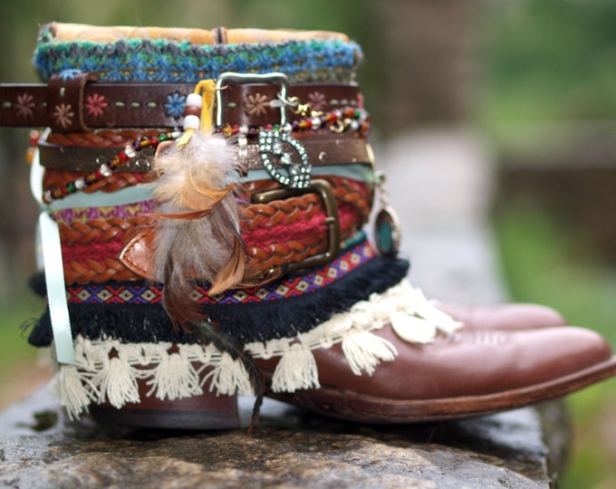 Upcycled CUSTOM REWORKED Vintage Colorful Boho Cowboy BOOTS Custom Boho ...