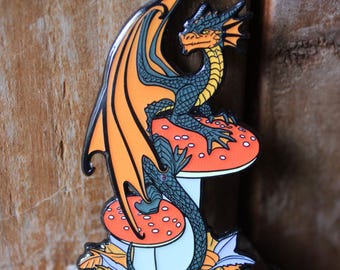 Mushroom Dragon pin badge