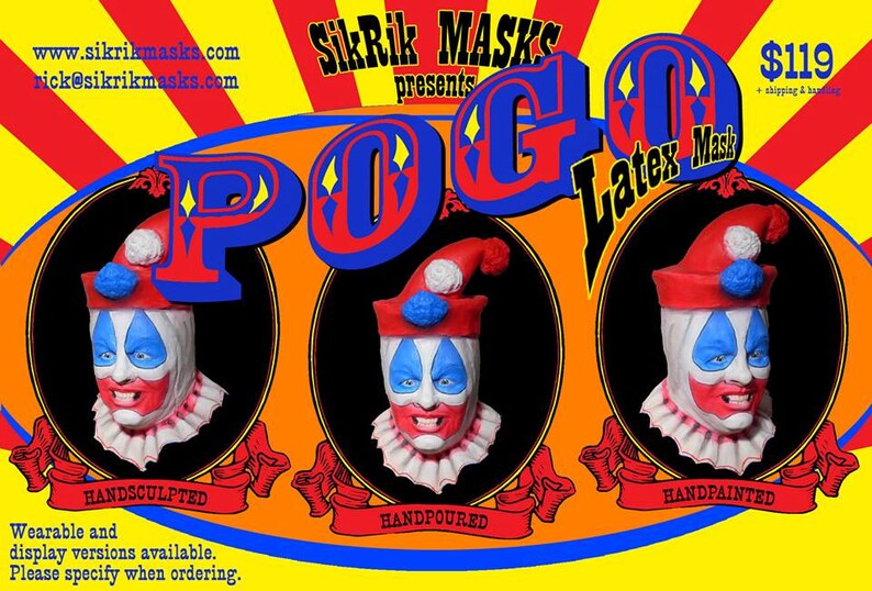 POGO the Clown latex mask Etsy