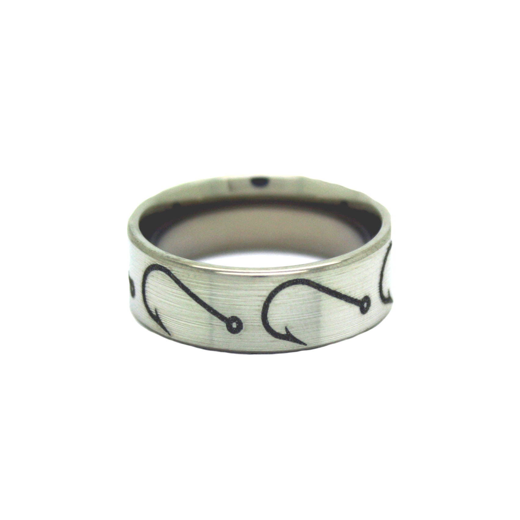 Fishing Hook Ring Gone Fishing Fish Hooks Mens Ring Titanium Wedding Band -   Canada