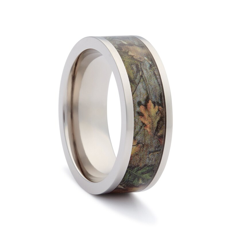 Camo Wedding Rings by ONE CAMO Flat Titanium Mens Wedding - Etsy