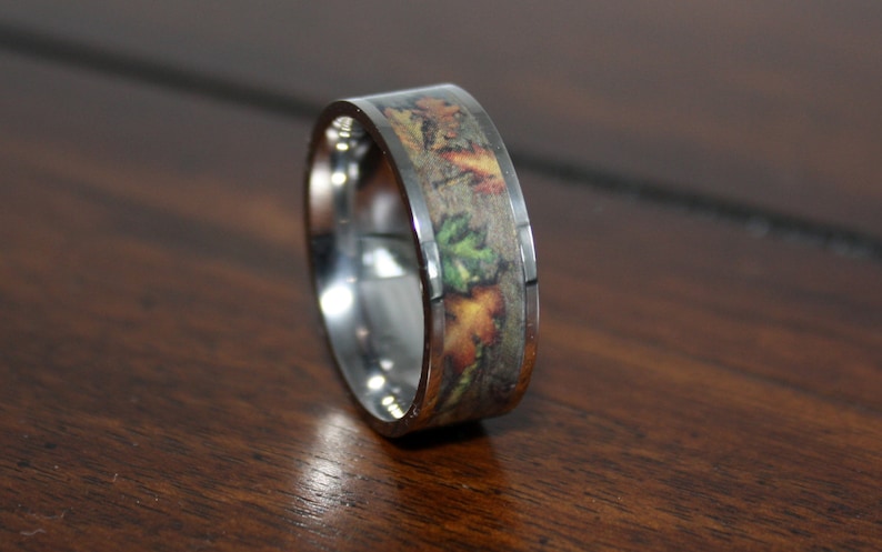 Camo Wedding Rings by ONE CAMO Flat Titanium Mens Wedding - Etsy