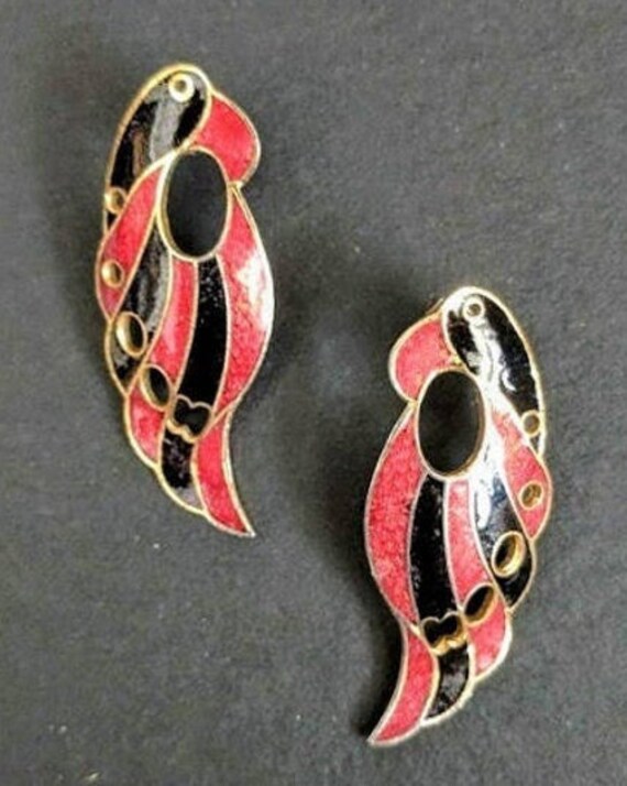 Earrings Pierced Vintage 1970s Post Studs Cloison… - image 6