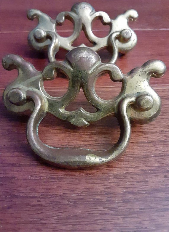 2 Brass Chippendale Drawer Pulls Keeler 2 3 4 Inch Centers Etsy