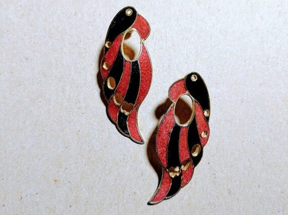 Earrings Pierced Vintage 1970s Post Studs Cloison… - image 2