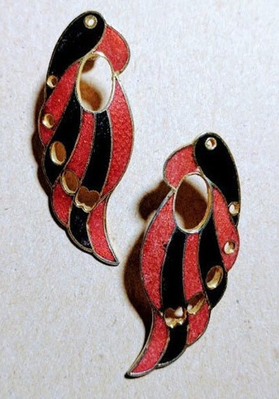 Earrings Pierced Vintage 1970s Post Studs Cloison… - image 5