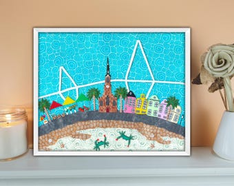 Impressão artística em argila de Charleston, Carolina do Sul