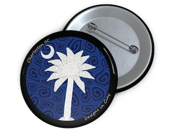 Botão de arte em argila com a bandeira do estado da Carolina do Sul