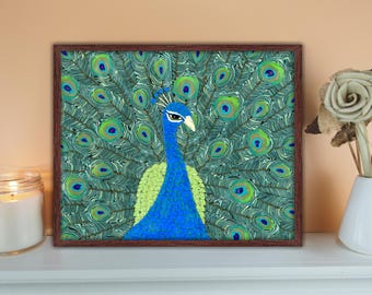 Impressão artística em argila de pavão