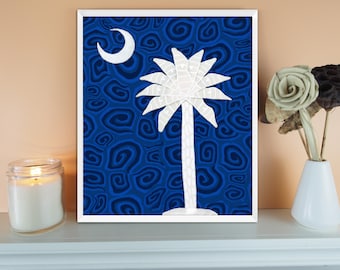 Impressão artística em argila da bandeira do estado da Carolina do Sul