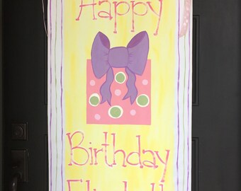 Personalized Birthday Banner Hand Painted Canvas Reusable - Etsy