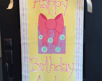 Personalized Birthday Banner Hand Painted Canvas Reusable - Etsy