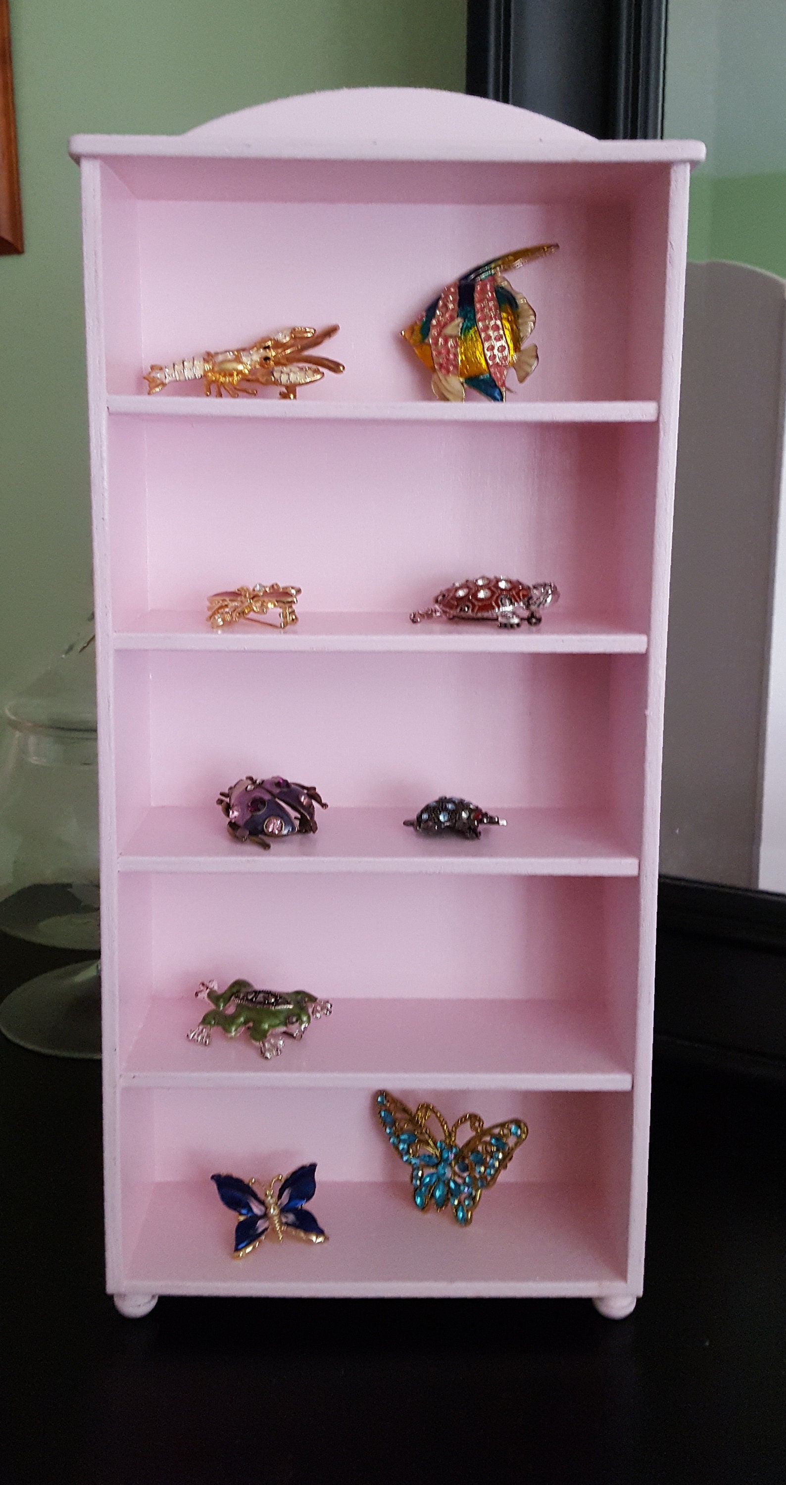 Pink Display Shelves/ Pink Shelf/ Wooden Shelving/ Collection Etsy