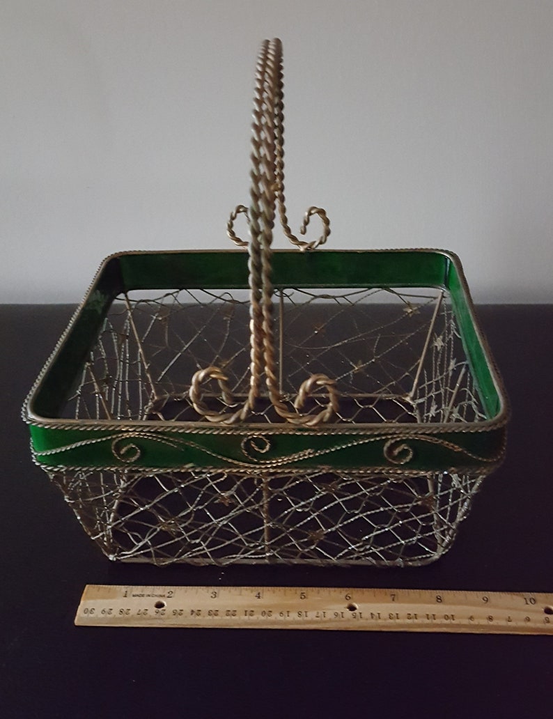 Gold Wire Basket with star accents/ gift basket/ country Etsy