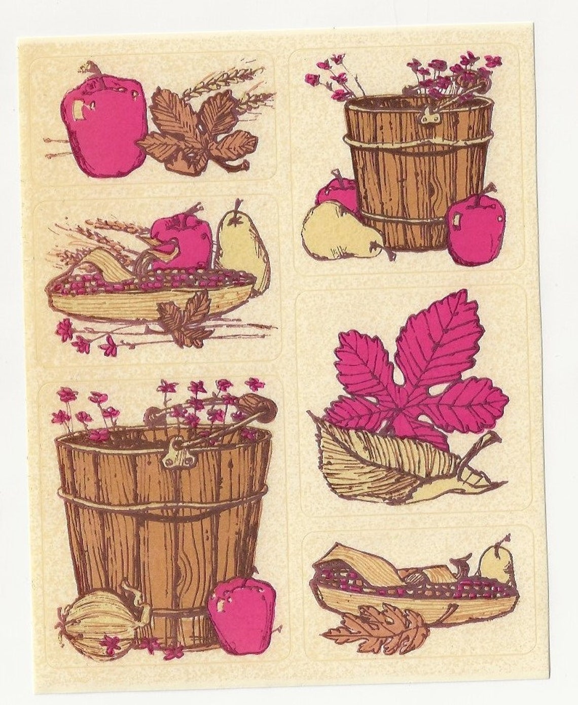 vintage stickers sheet scrapbooking thanksgiving fruit flowers etsy