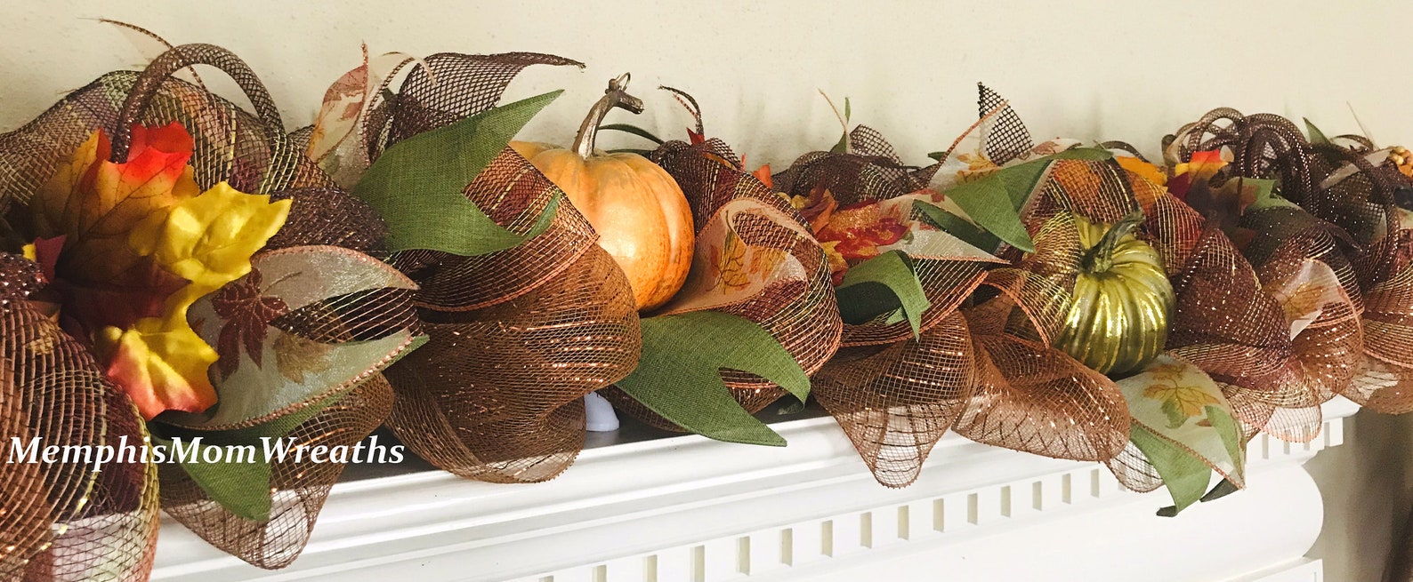 Fall Garland Deco Mesh Garland Autumn Garland PreLit Etsy