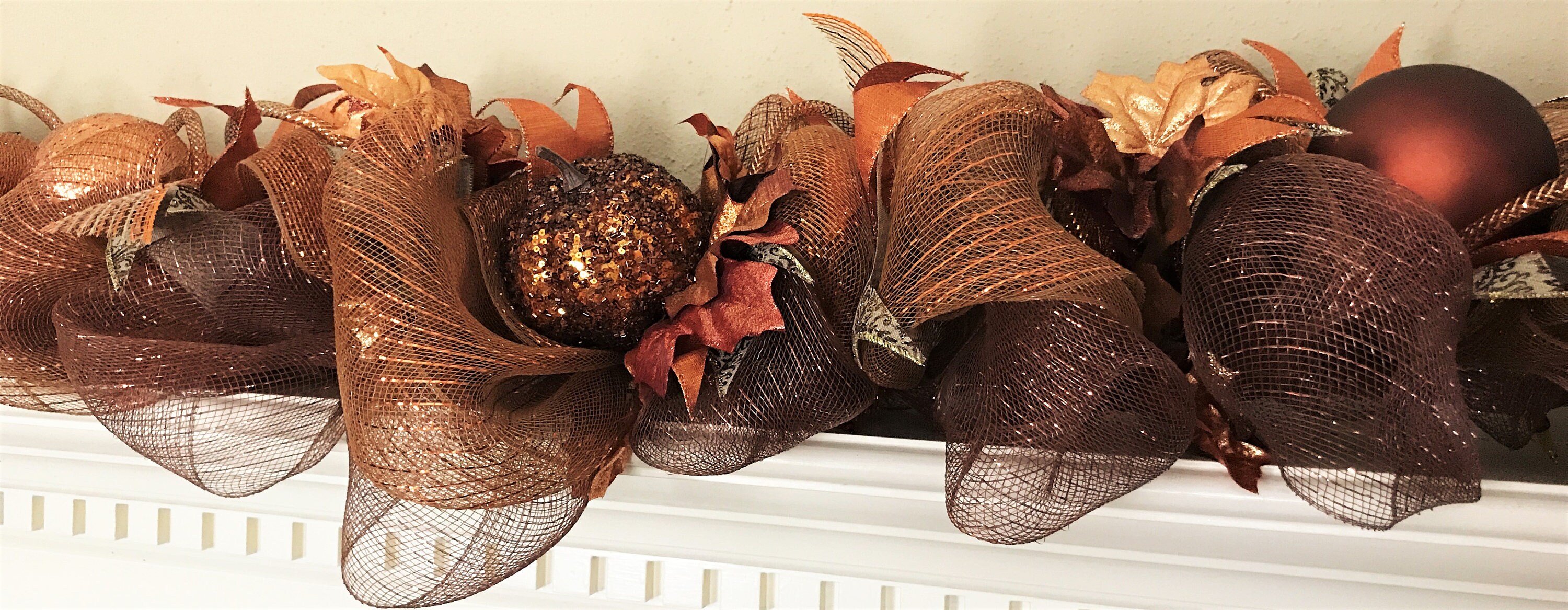 Fall Garland Deco Mesh Garland Autumn Garland PreLit Etsy
