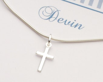 Regalo de bautizo, collar para niño con cruz, cadena de plata 925 en una caja de regalo personalizada de Bloomgart