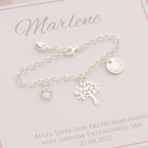Name bracelet with tree of life engraving 925 silver individual gift box | gift for baptism communion confirmation by Bloomgart | 2014