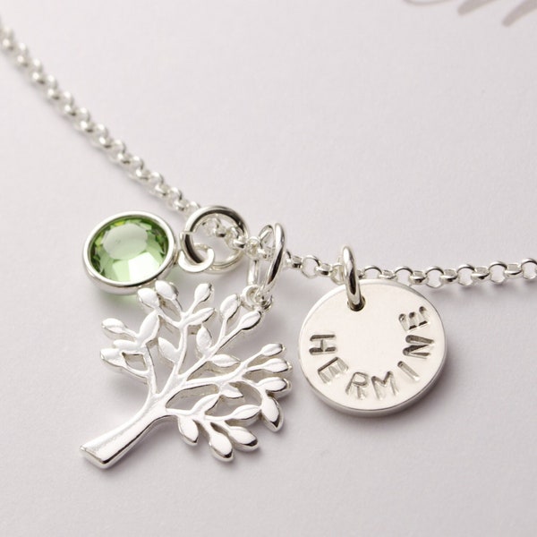 Name necklace with gift box engraving tree of life baptism necklace with engraving gift for baptism school enrollment birthday