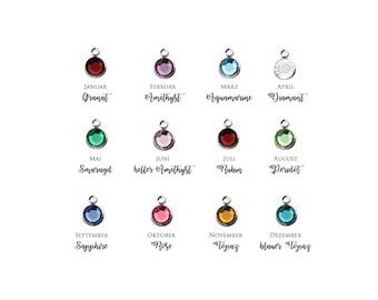 Birthstone monthstone | crystal pendant silver plated gold plated | extra stone | twelve colours | by Bloomgart