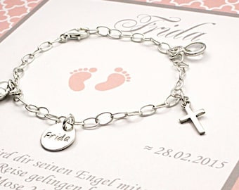 Christening bracelet with engraving 925 sterling silver Jewelry with engraved baptism chain Girl child bracelet Jewelery for children