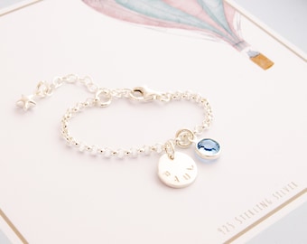 NAME BRACELET with engraving monthly stone little star 925 silver personal gift box