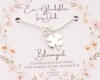 Cloverleaf necklace made of 925 sterling silver - lucky charm jewellery, gift for women, lucky necklace, in desired length by Bloomgart