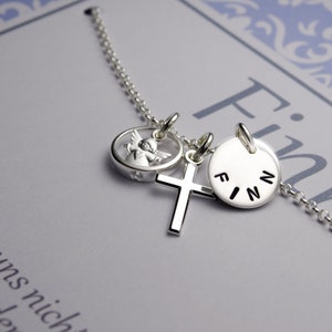 Christening jewelry with engraving ring angel cross nName necklace children chain christening memory gift christening boys Bloomgart image 4