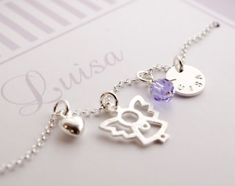 Name necklace Engraving Baptismal chain with guardian angel with personalized jewelry box Christening gift baptism girl Christening jewelry