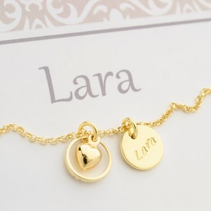 LARA name necklace with heart baptismal ring and gift box | 925 silver necklace | Gift for baptism, communion, or confirmation by Bloomgart | 2010