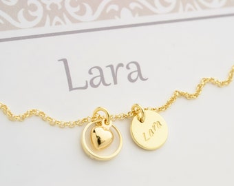 Name necklace LARA with christening ring heart and gift box | 925 silver chain | Gift for christening, communion, confirmation by Bloomgart | 2010
