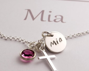 Christening chain girl MY BAPTISM | CROSS | chain with engraving | Christening jewelry personalized | gift for godchild | Bloomgart | 2004