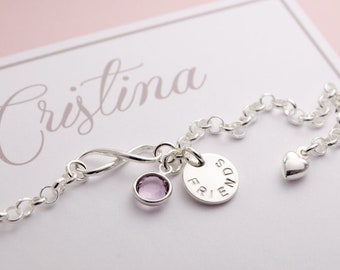 FRIENDS Armband Infinity 925 Sterling Silber Geschenk beste Freundin Freundschaftsarmband Junggesellinnenabschied