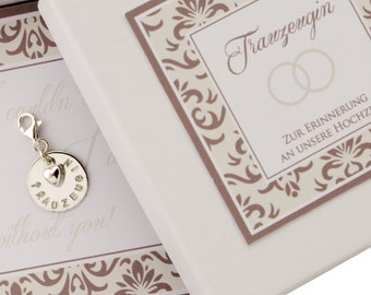 Hochzeit Anhänger mit Gravur TRAUZEUGIN 925 Silber, Hochzeit Gastgeschenke Geschenk für Trauzeugin Geschenk personalisiert Bloomgart