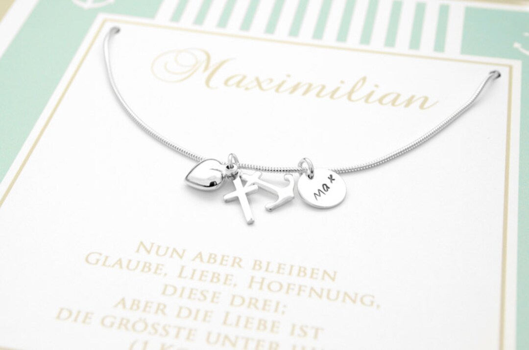 Taufkette GLAUBE LIEBE HOFFNUNG 925 Silber Taufgeschenk für Jungen