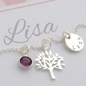 NAAMKETTING MET BOOM DES LEVENS gravure 925 zilver persoonlijk geschenkdoosje doopketting meisje cadeau voor doop communie bevestiging Bloomgart