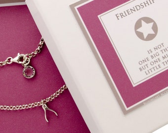 925 Silver Bracelet WISHBONE Friendship Bracelet 925 Sterling Silver