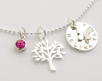 SCHOOL BEGINNING name chain with tree of life and engraving 925 silver gift for enrollment high school graduation exam Bloomgart