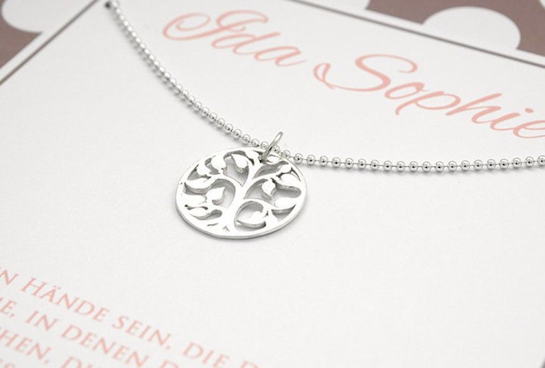 Tree of life chain with gift box 925 silver, baptism necklace girl gift for baptism communion confirmation enrollment birthday by Bloomgart image 1