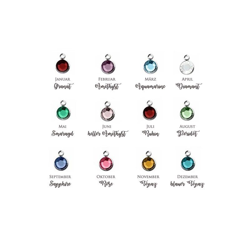 Birthstone monthstone crystal pendant silver plated gold plated extra stone twelve colours by Bloomgart image 1