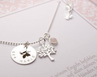 Baptism Gift for Goddaughter | Tree of Life & Guardian Angel Necklace | Personalized Engraved Jewelry | First Communion Gift | 925 Silver