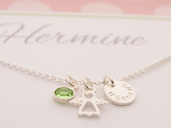 Guardian angel cheap birthstone necklace