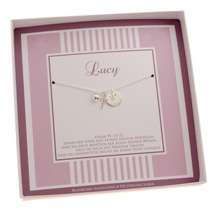 Name Necklace MY LITTE ANGEL with engraving Angel Cross Heart Gift box Baptism Necklace Baptism jewelry with engraving by Bloomgart image 4