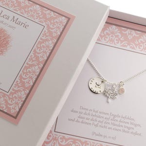 NAMENSKETTE mit LEBENSBAUM ENGEL und Gravur 925 Silber Taufkette Mädchen Geschenk zur Taufe Kommunion Konfirmation Taufgeschenk Patenkind Bild 3