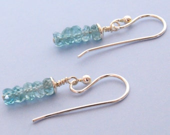 Blue Zircon Earrings TINY GEMS 925 Silver by Bloomgart Something Blue Bridal Gift